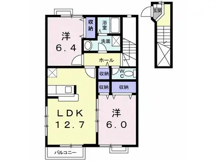 カサ モデルナ I(2LDK/2階)の間取り写真