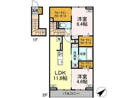 ＪＲ総武線 新検見川駅 徒歩12分 2階建 築1年(2LDK/2階)の間取り写真