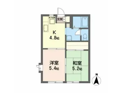 ウエストヴィラ栗生(2K/1階)の間取り写真