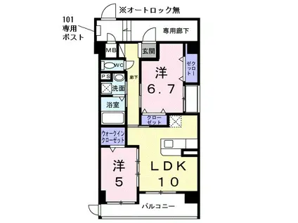 コンフォート フィールド(2LDK/1階)の間取り写真