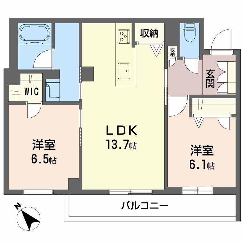 シャーメゾン アプリクス(2LDK/3階)の間取り写真