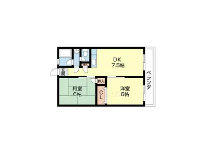 岩橋マンション(2DK/1階)の間取り写真