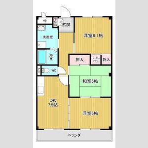 サイレントヴィラ(3DK/1階)の間取り写真
