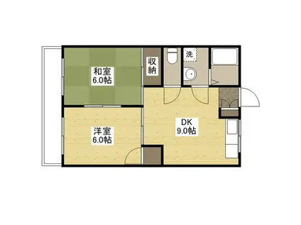 迫本マンション(2LDK/1階)の間取り写真