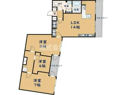 ヴァリーヴィレッジ(3LDK/2階)の間取り写真