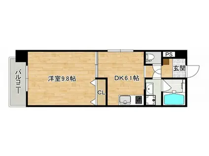 ニューキャッスル曙(1DK/4階)の間取り写真