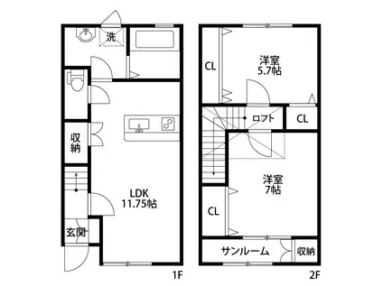 ル・プラージュ A棟(2LDK/1階)の間取り写真