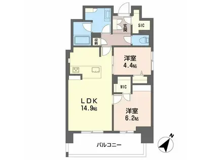 リビエナ グラン 新梅田(2LDK/10階)の間取り写真