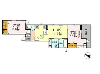 VILLA GLYINE(2LDK/1階)の間取り写真