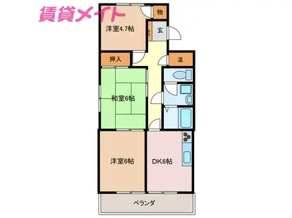 ドミール笹山(3DK/1階)の間取り写真