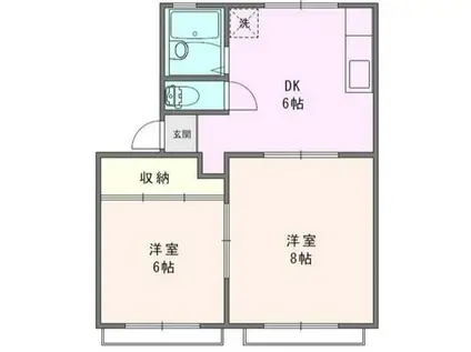 ハイムスカイ(2DK/2階)の間取り写真