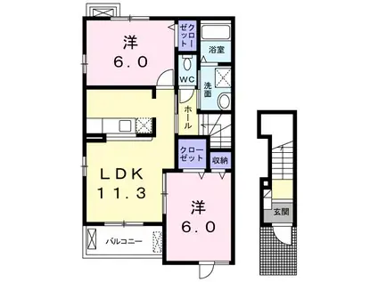 ラフィーネB(2LDK/2階)の間取り写真