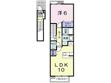 モワメーム(1LDK/2階)の間取り写真