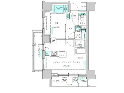 ヴィークブライト蔵前(1LDK/7階)の間取り写真