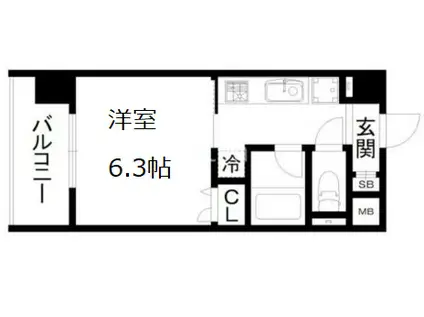 ラグゼナ清水五条(1K/1階)の間取り写真