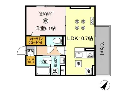 D-ROOM板付(1LDK/1階)の間取り写真