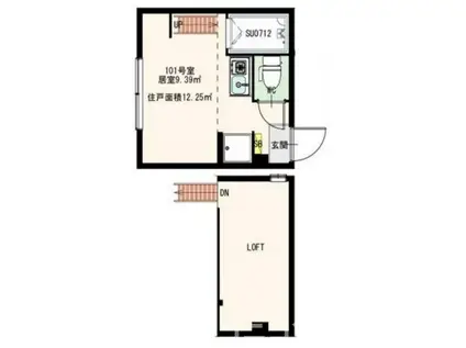 ひかりコーポEX(ワンルーム/2階)の間取り写真