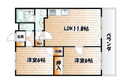 上馬寄スカイハイツ(2LDK/3階)の間取り写真