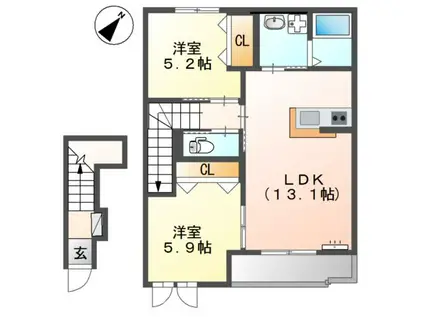 グランマーサ(2LDK/2階)の間取り写真