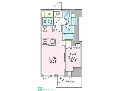 クレストコート旗の台(1LDK/4階)の間取り写真