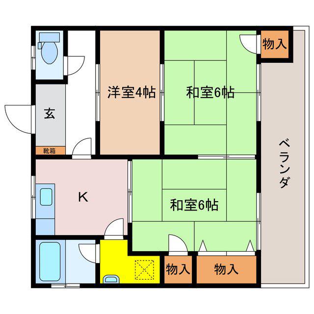 マツダマンションC(3K/2階)の間取り写真