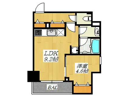 WEAVE BASE -ASUKAYAMA PARK(1LDK/3階)の間取り写真