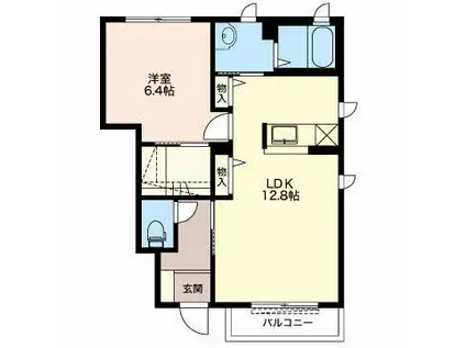 デュアル ブラウン(1LDK/1階)の間取り写真