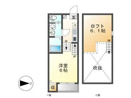 ウエストゼロ(1K/1階)の間取り写真