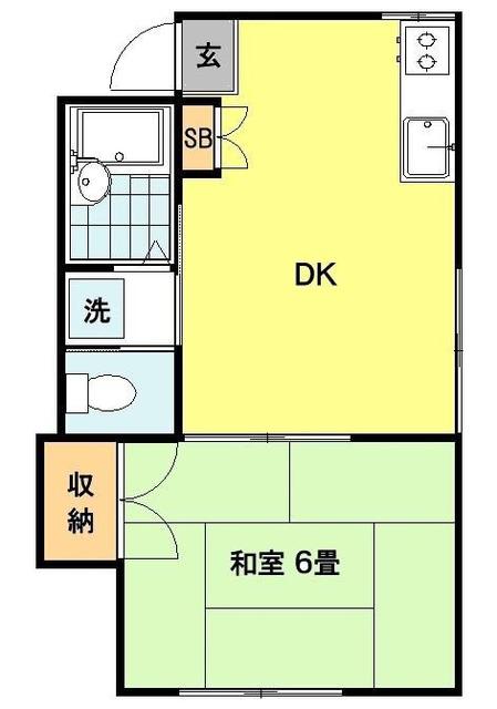 西田荘(1DK/2階)の間取り写真