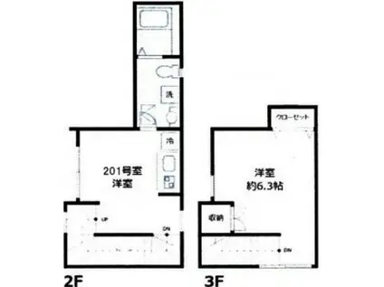 ステラ西大井(1DK/2階)の間取り写真
