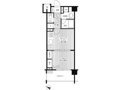 T.OBLDG1ST(1DK/3階)の間取り写真