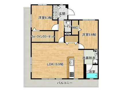 PARQUENTE(2LDK/3階)の間取り写真