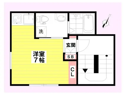 プロムナード浅草千束(ワンルーム/2階)の間取り写真