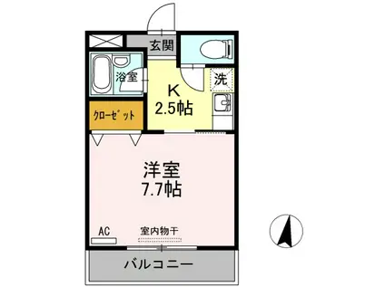 ドミール末広II(1K/2階)の間取り写真