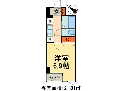 BENE蔵前(1K/2階)の間取り写真