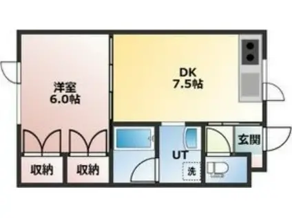 マンション浅野弐号館(1DK/3階)の間取り写真