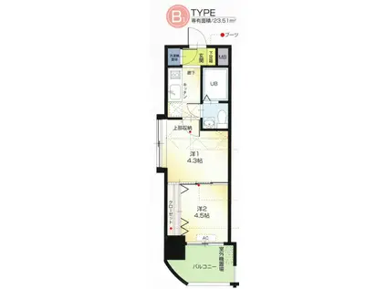 NO.51 ORIENTBLD(2K/13階)の間取り写真