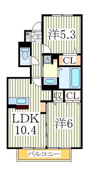 プランドール(2LDK/1階)の間取り写真