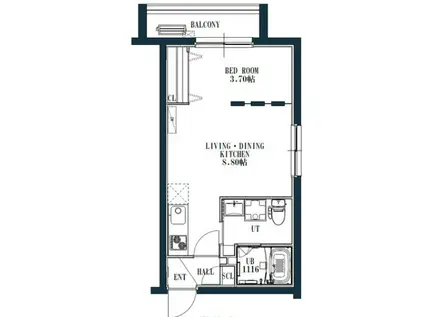 QUADOR桜並木 クアドールサクラナミキ(1LDK/4階)の間取り写真