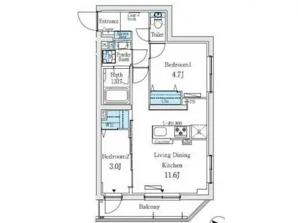 プライムブリス中野富士見町I(2LDK/2階)の間取り写真