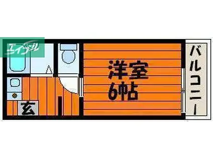 コーポ松原II(1K/2階)の間取り写真