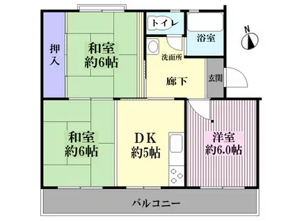 南大和団地14号棟(3DK/5階)の間取り写真
