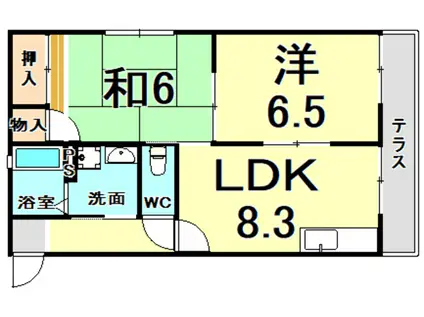 名月コーポWING(2LDK/1階)の間取り写真