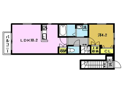 アリヴィオ柳橋(1LDK/2階)の間取り写真