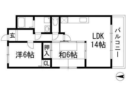 ファミール安倉(2LDK/3階)の間取り写真