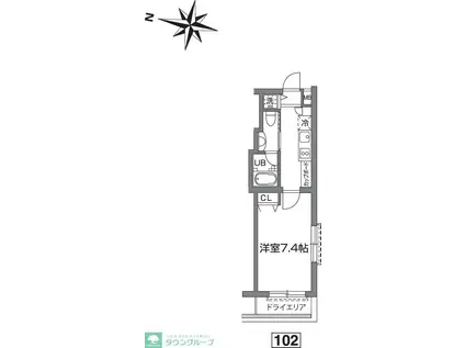 プライムアーバン烏山コート(1K/B1階)の間取り写真