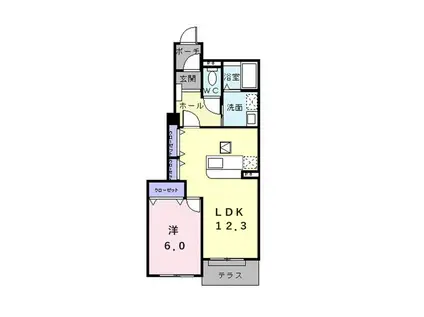 メアリー・ローズIV(1LDK/1階)の間取り写真