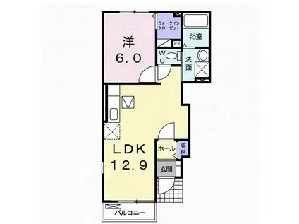 ウェルアクセス 里(1LDK/1階)の間取り写真