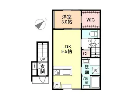 SOLANAII(1LDK/2階)の間取り写真