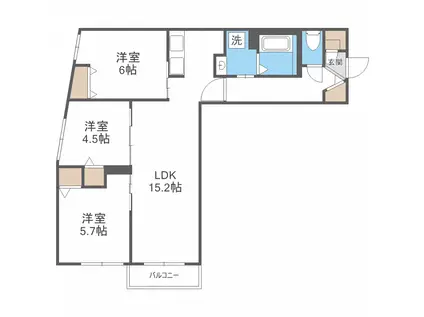 COMFY栄通(3LDK/1階)の間取り写真